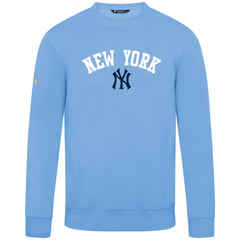 New York Yankees Levelwear Zane Felt Arch Pullover Sweatshirt - Light Blue - MLB Discount