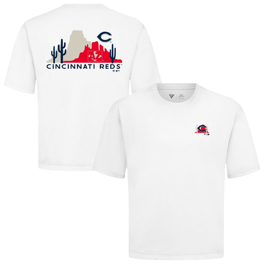 Cincinnati Reds Levelwear Panoramic Luxe Signature Knit T-Shirt - White - MLB on Sale