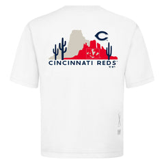 Cincinnati Reds Levelwear Panoramic Luxe Signature Knit T-Shirt - White - MLB on Sale