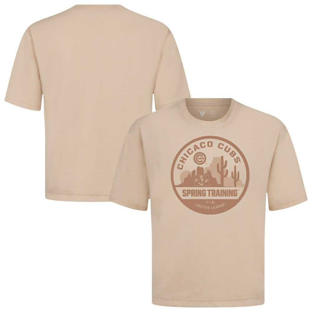 Chicago Cubs Levelwear Spring Training Badge Luxe Signature Knit T-Shirt - Khaki - MLB Lifestyle