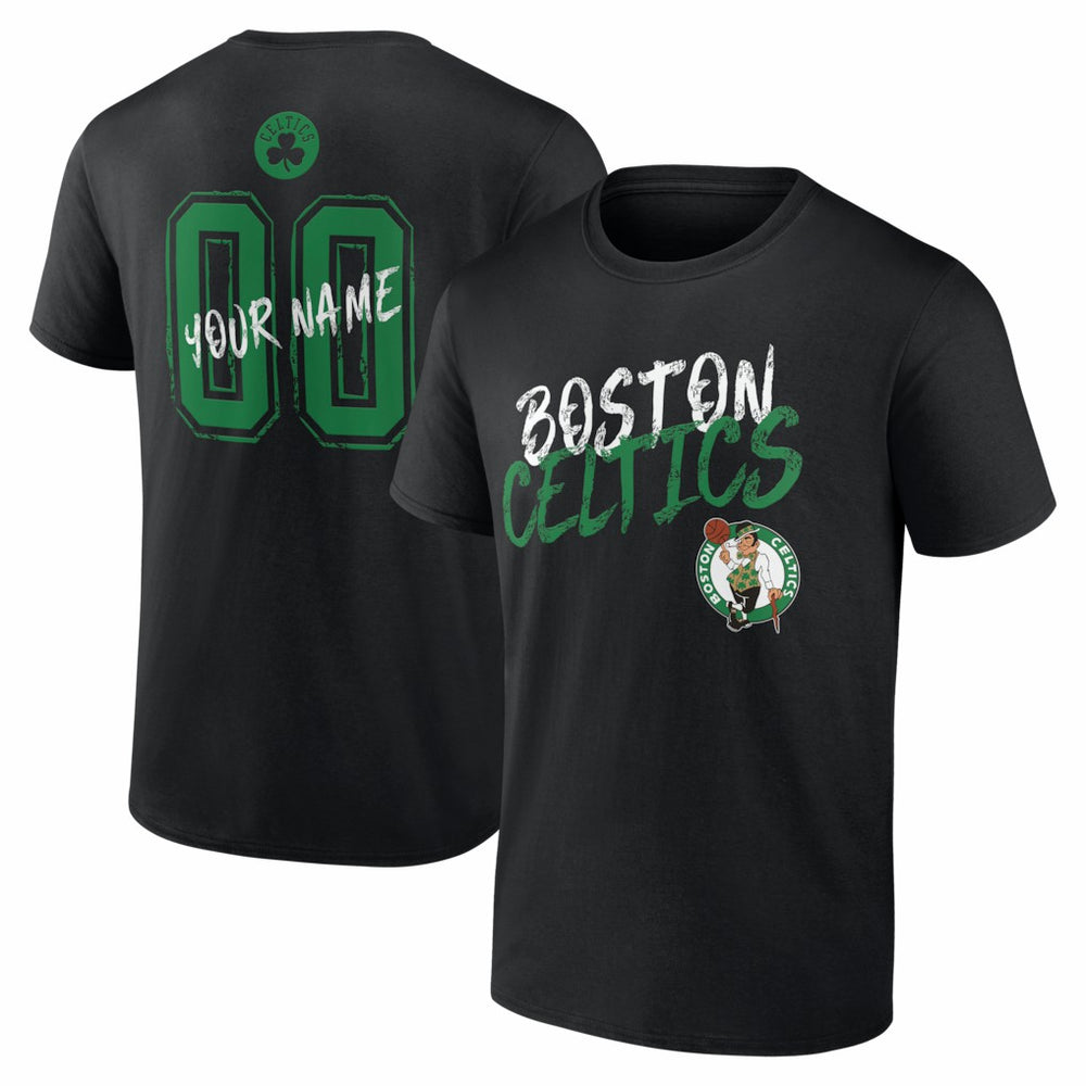 Boston Celtics Big & Tall Hustle Personalized Name & Number T-Shirt Black