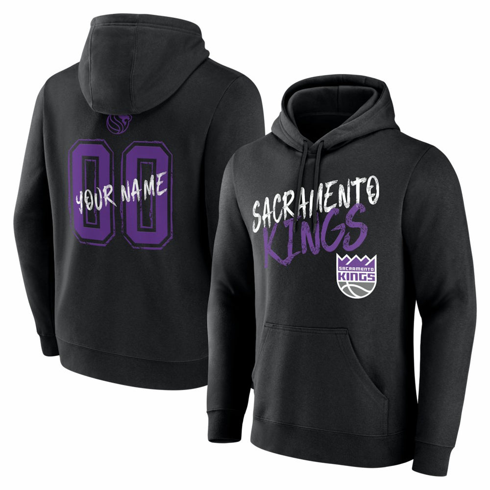 Sacramento Kings Big & Tall Hustle Personalized Name & Number Hoodie Black
