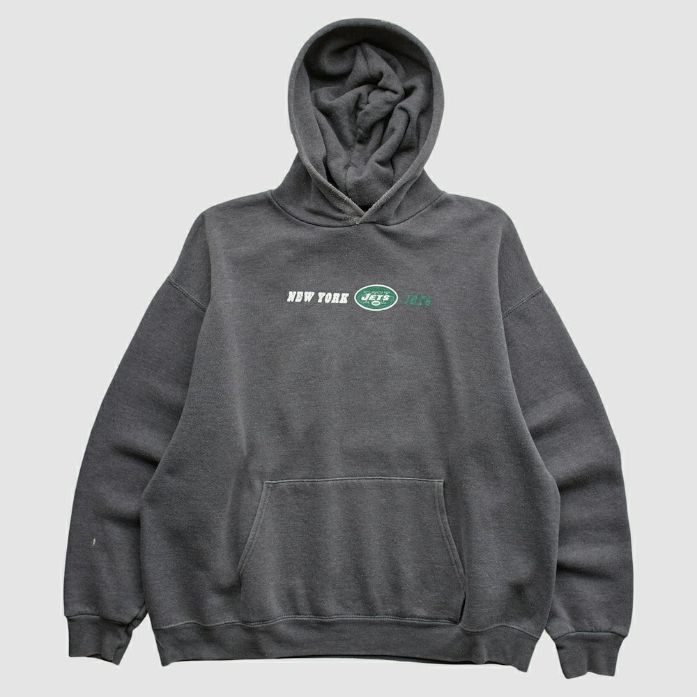 Fanatics New York Jets Team Edition Apparel 2000s Hooded Pullover Sweatshirt Charcoal Vintage