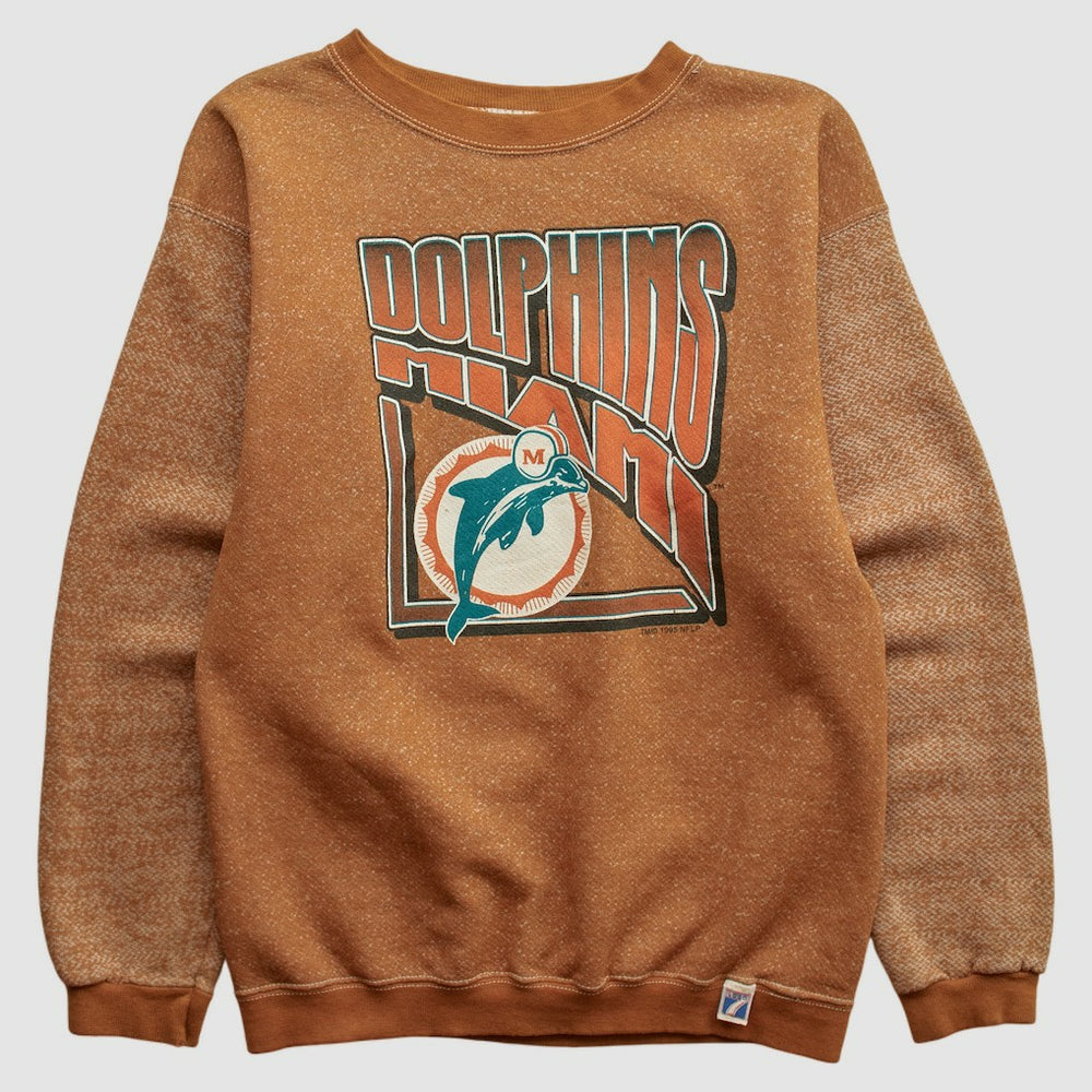 Fanatics Miami Dolphins Logo 7 90s Pullover Sweatshirt Brown Vintage
