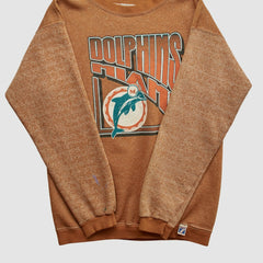 Fanatics Miami Dolphins Logo 7 90s Pullover Sweatshirt Brown Vintage