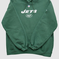 Fanatics New York Jets Reebok 2000s Hooded Pullover Sweatshirt Green Vintage