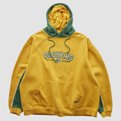 Fanatics Green Bay Packers Reebok 2000s Hooded Pullover Sweatshirt Yellow Vintage