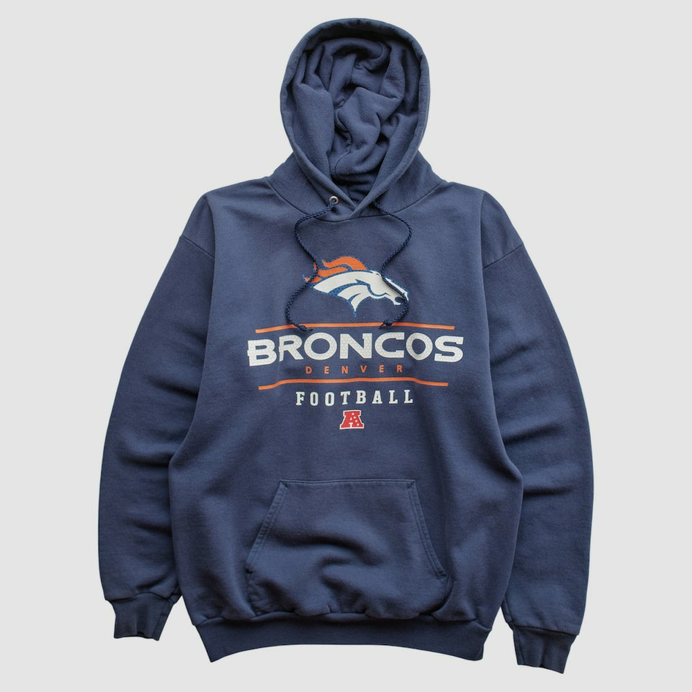 Fanatics Denver Broncos NFL 2000s Hooded Pullover Sweatshirt Navy Vintage
