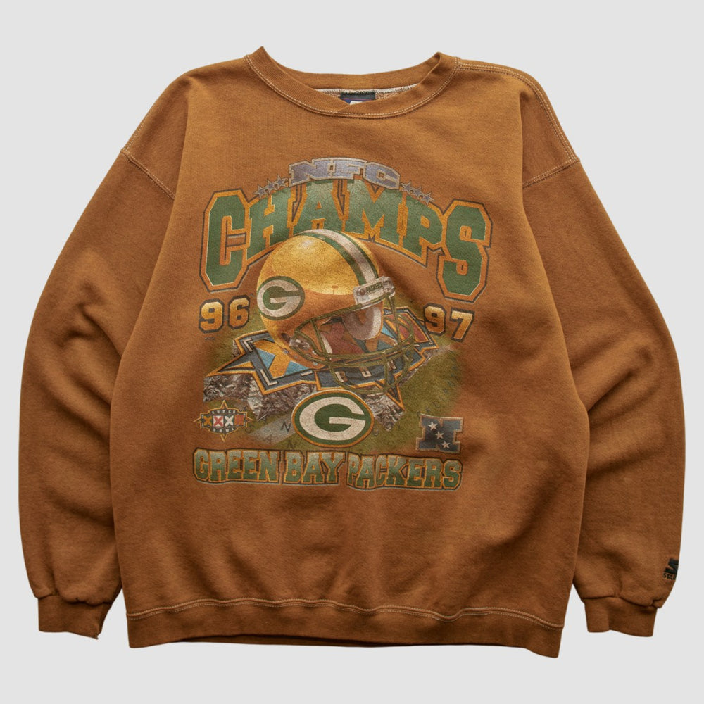 Fanatics Green Bay Packers Starter 1997 Pullover Sweatshirt Brown Vintage