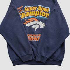 Fanatics Denver Broncos Logo 7 1999 Pullover Sweatshirt Navy Vintage
