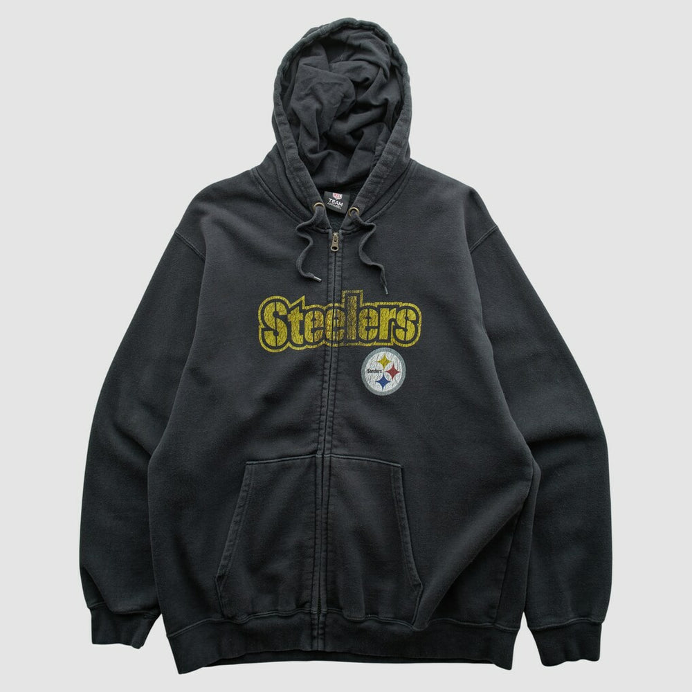 Fanatics Pittsburgh Steelers NFL 2010s Hooded Full Zip Sweatshirt Black Vintage