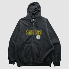 Fanatics Pittsburgh Steelers NFL 2010s Hooded Full Zip Sweatshirt Black Vintage