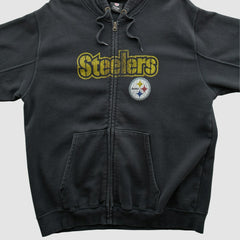 Fanatics Pittsburgh Steelers NFL 2010s Hooded Full Zip Sweatshirt Black Vintage