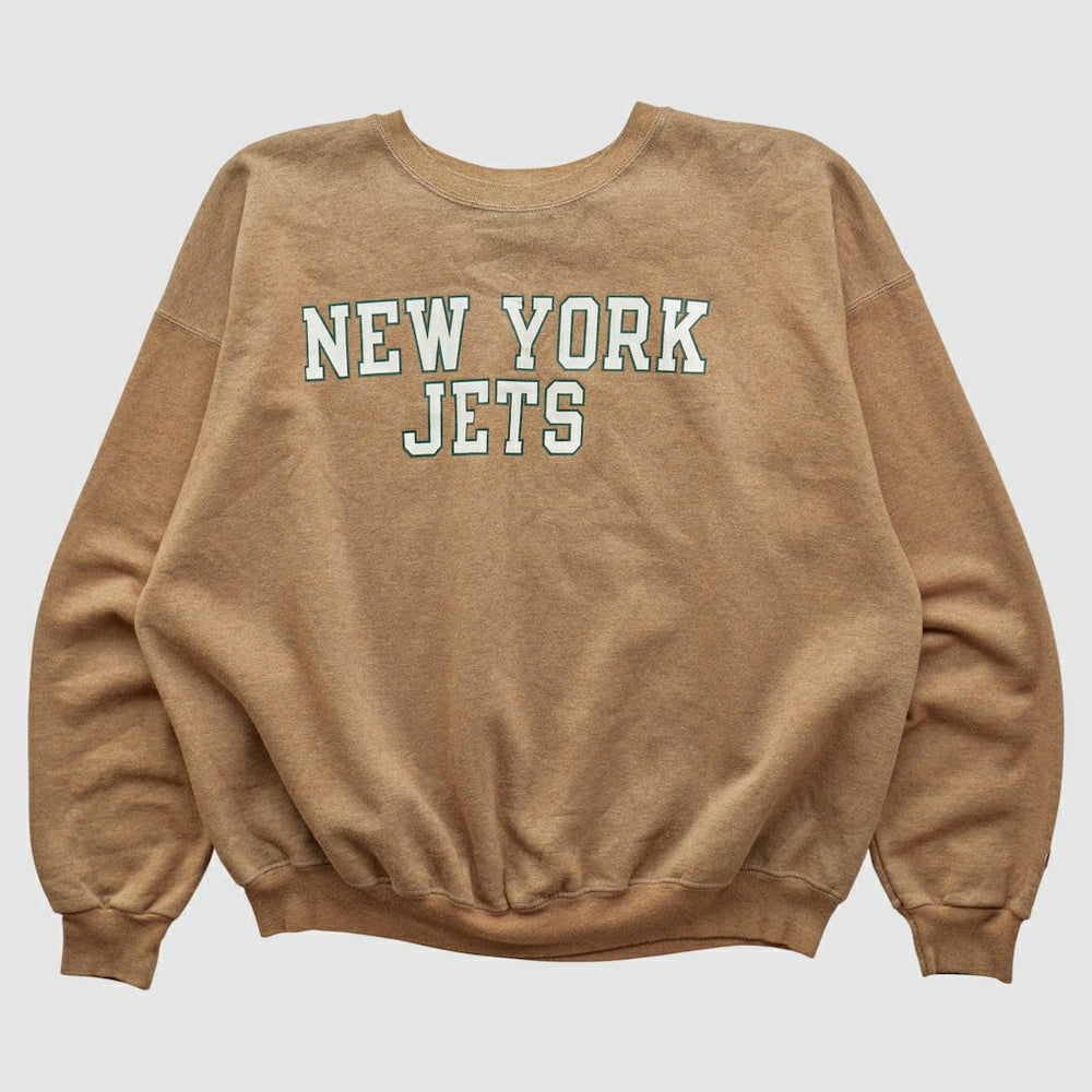 Fanatics New York Jets Champion 2000s Pullover Sweatshirt Tan Vintage