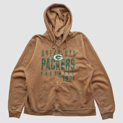 Fanatics Green Bay Packers NFL 2000s Hooded Full Zip Sweatshirt Tan Vintage
