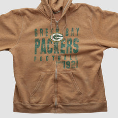 Fanatics Green Bay Packers NFL 2000s Hooded Full Zip Sweatshirt Tan Vintage