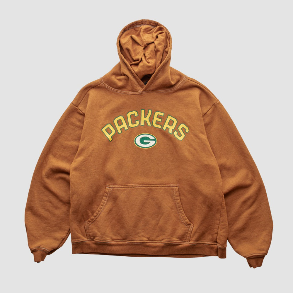 Fanatics Green Bay Packers Reebok 2000s Hooded Pullover Sweatshirt Brown Vintage