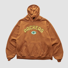 Fanatics Green Bay Packers Reebok 2000s Hooded Pullover Sweatshirt Brown Vintage