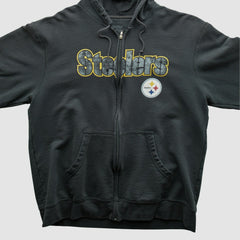 Fanatics Pittsburgh Steelers Reebok 2000s Hooded Full Zip Sweatshirt Charcoal Vintage
