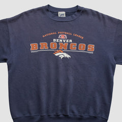 Fanatics Denver Broncos Lee Apparel 2001 Pullover Sweatshirt Navy Vintage