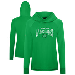 Miami Marlins Levelwear Women's St. Patrick's Day Slender Raglan Hoodie - Green - MLB Sale