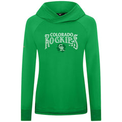 Colorado Rockies Levelwear Women's St. Patrick's Day Slender Raglan Hoodie - Green - MLB on Sale