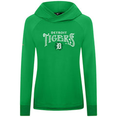 Detroit Tigers Levelwear Women's St. Patrick's Day Slender Raglan Hoodie - Green - MLB Sale