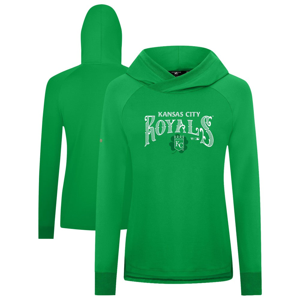 Kansas City Royals Levelwear Women's St. Patrick's Day Slender Raglan Hoodie - Green - MLB Sale