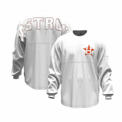 Houston Astros Fanatics Women's Baseball Stitch Spirit Jersey Long Sleeve T-Shirt - White - Fanatics Lifestyle
