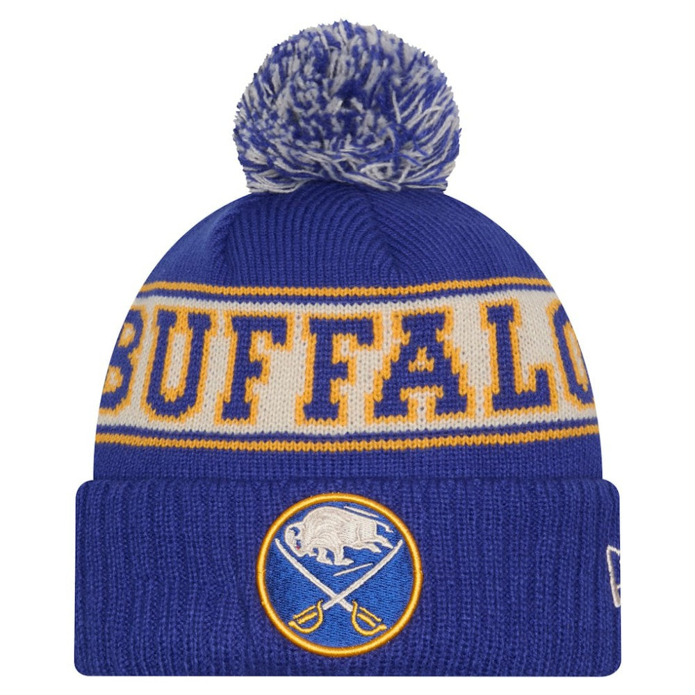Buffalo Sabres New Era Retro Cuffed Knit Hat with Pom - Royal - NHL 203847680