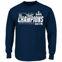 Fanatics Seattle Seahawks Super Bowl LX Champions Big & Tall Iconic Victory Long Sleeve T-Shirt College Navy