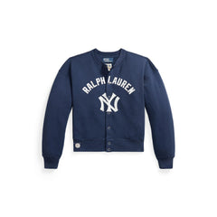 Yankees Polo Ralph Lauren Women's Seasonal Knit Full-Snap Cardigan - Navy - MLB Discount