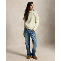 Yankees Polo Ralph Lauren Women's Sweater - Cream - MLB on Sale