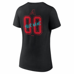 Arizona Diamondbacks Women's Hustle Personalized Name & Number V-Neck T-Shirt - Black - MLB Lifestyle