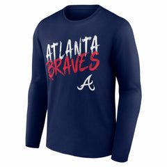 Atlanta Braves Hustle Personalized Name & Number Long Sleeve T-Shirt - Navy - MLB on Sale