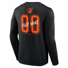 Baltimore Orioles Hustle Personalized Name & Number Long Sleeve T-Shirt - Black - MLB Lifestyle