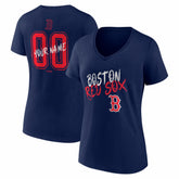Boston Red Sox Women's Hustle Personalized Name & Number V-Neck T-Shirt - Navy - MLB Online