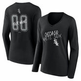 Chicago White Sox Women's Hustle Personalized Name & Number Long Sleeve V-Neck T-Shirt - Black - MLB Discount