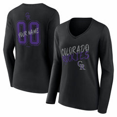 Colorado Rockies Women's Hustle Personalized Name & Number Long Sleeve V-Neck T-Shirt - Black - MLB on Sale
