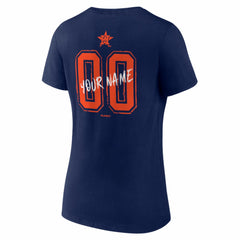 Houston Astros Women's Hustle Personalized Name & Number V-Neck T-Shirt - Navy - MLB Lifestyle