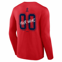 Los Angeles Angels Hustle Personalized Name & Number Long Sleeve T-Shirt - Red - MLB on Sale