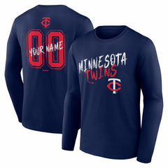 Minnesota Twins Hustle Personalized Name & Number Long Sleeve T-Shirt - Navy - MLB Lifestyle