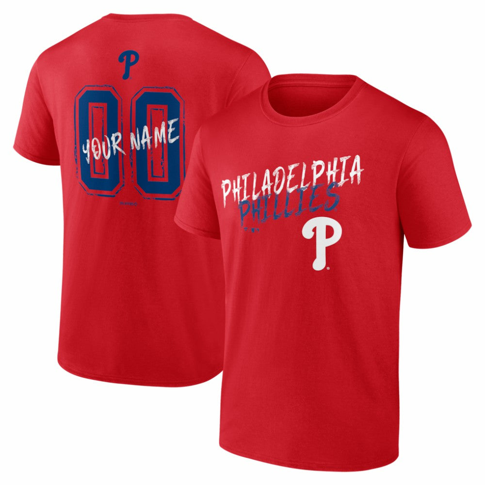 Philadelphia Phillies Hustle Personalized Name & Number T-Shirt - Red - MLB on Sale