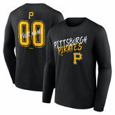 Pittsburgh Pirates Hustle Personalized Name & Number Long Sleeve T-Shirt - Black - MLB Sale