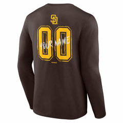 San Diego Padres Hustle Personalized Name & Number Long Sleeve T-Shirt - Brown - MLB on Sale