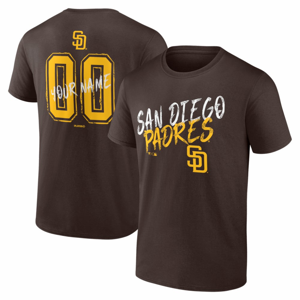 San Diego Padres Hustle Personalized Name & Number T-Shirt - Brown - MLB Sale