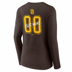 San Diego Padres Women's Hustle Personalized Name & Number Long Sleeve V-Neck T-Shirt - Brown - MLB on Sale