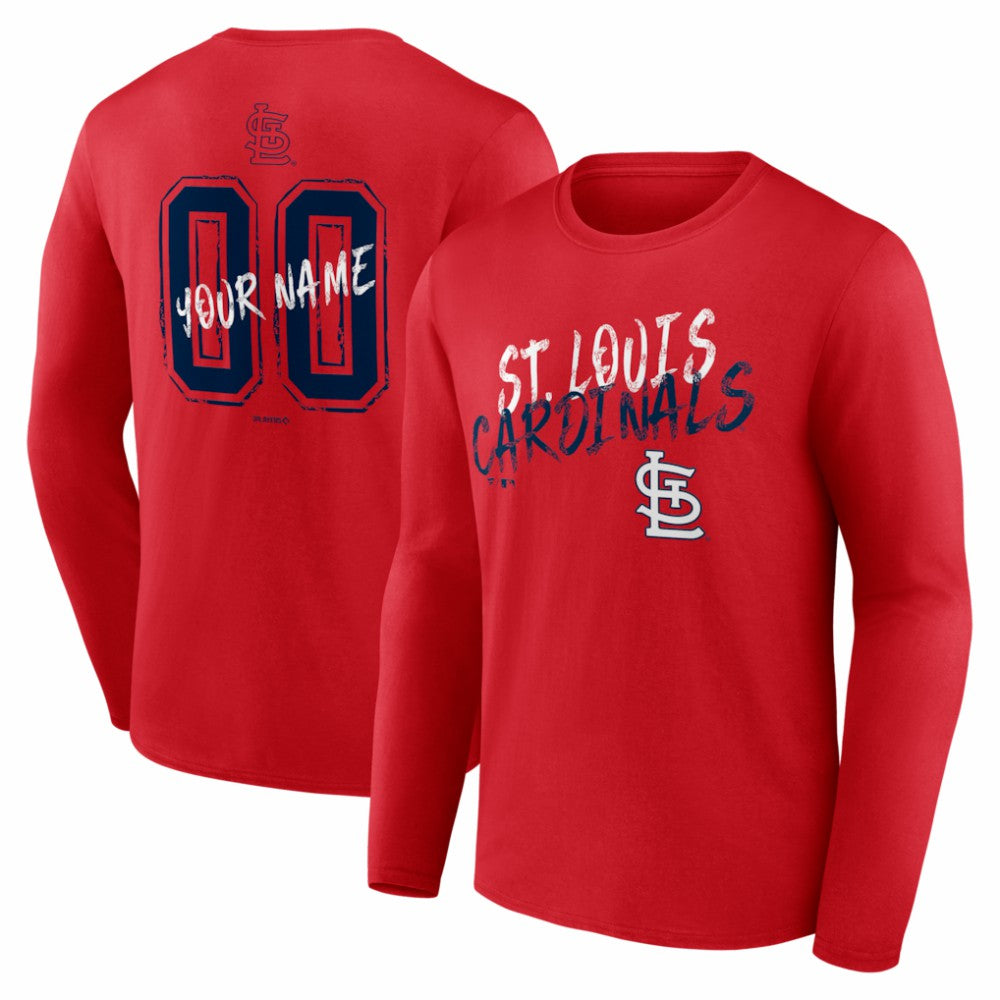 St. Louis Cardinals Hustle Personalized Name & Number Long Sleeve T-Shirt - Red - MLB Online