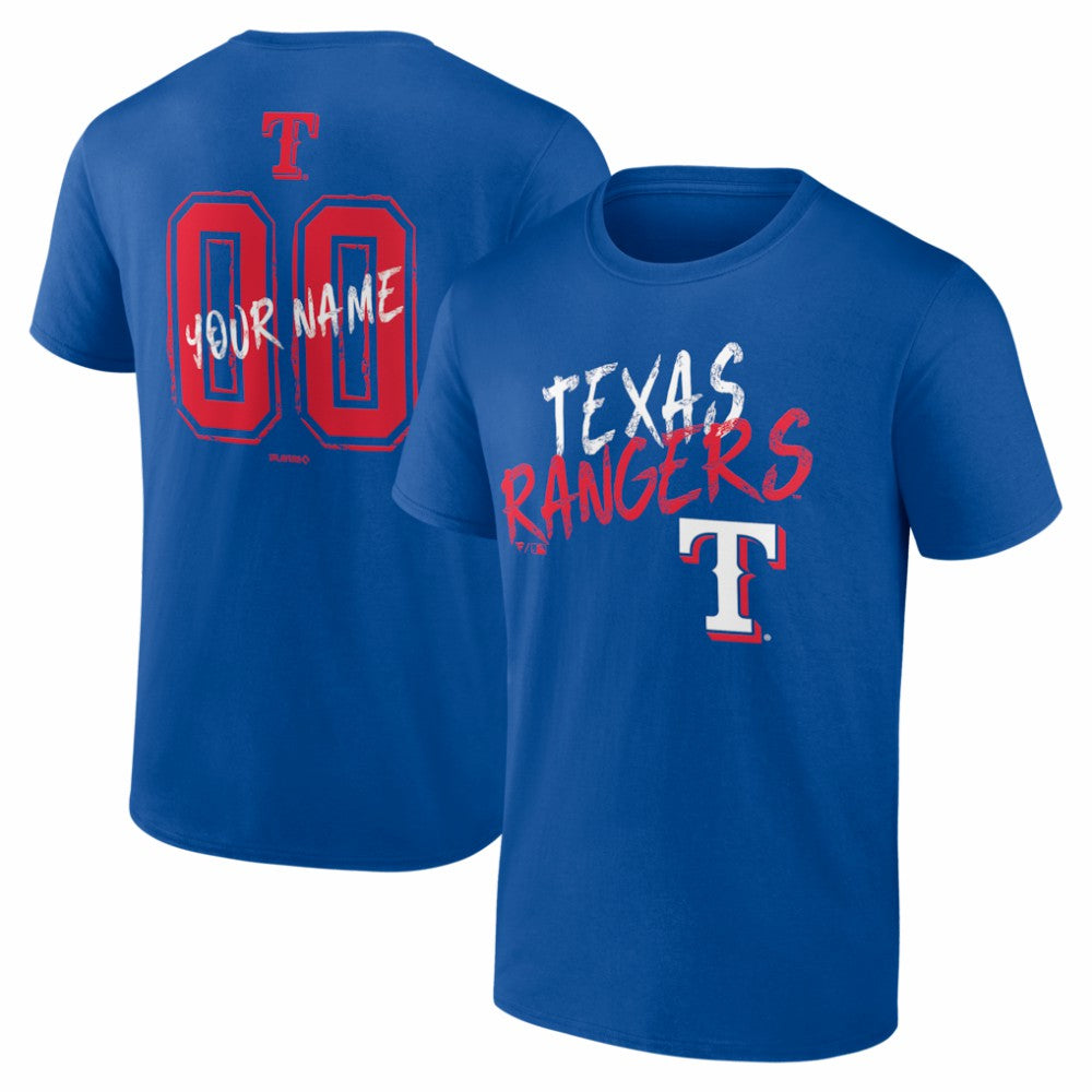 Texas Rangers Hustle Personalized Name & Number T-Shirt - Royal - MLB Online