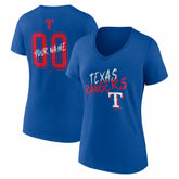 Texas Rangers Women's Hustle Personalized Name & Number V-Neck T-Shirt - Royal - MLB Online